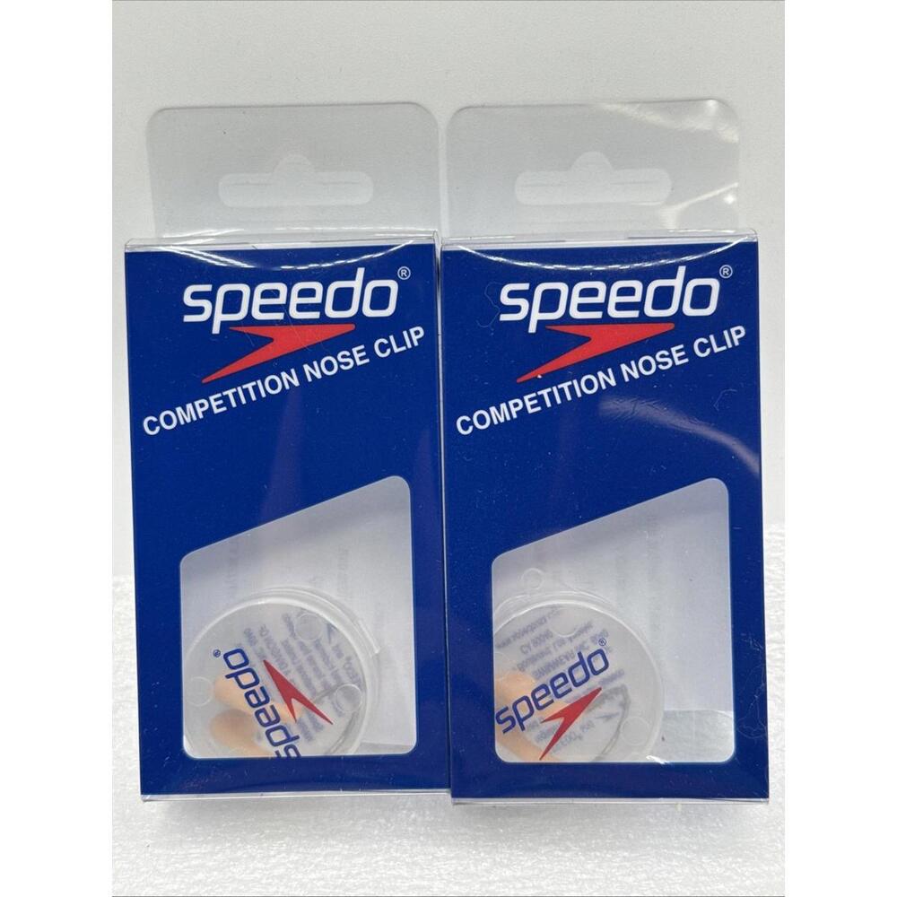 Lot Of 2 Speedo Unisex Swim Training Competition Nose Clips Beige In Case #2706